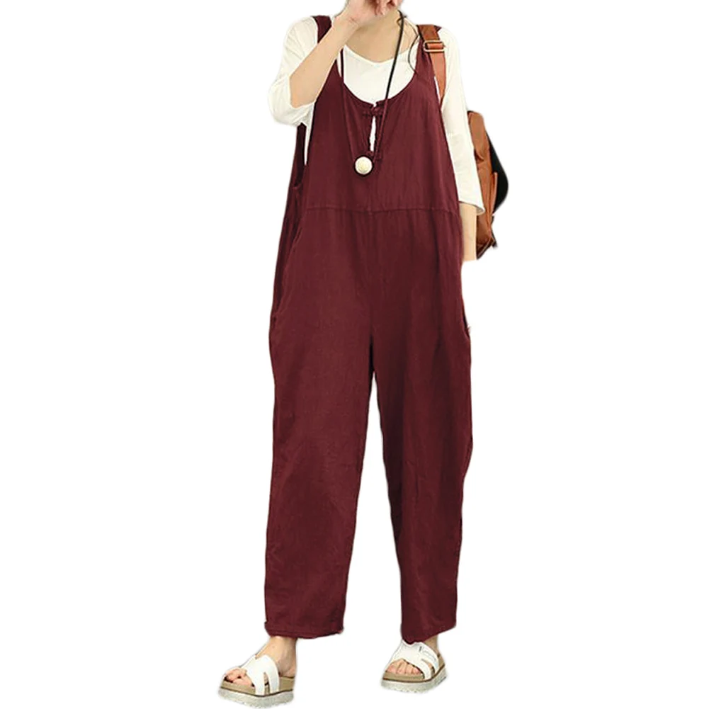 YJSFG Дом Новый Модные женские туфли комбинезоны без рукавов Повседневное Широкие