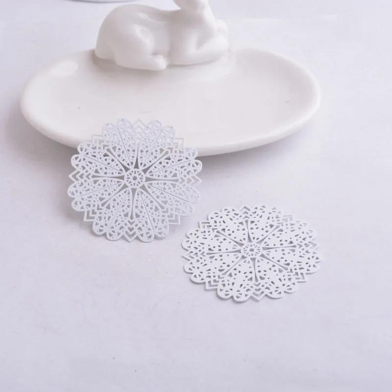 white 30 шт. AB5126 49 мм нарисованные большие цветочные Подвески Цветы соединитель подвески для серьги для изготовления ювелирных изделий DIY - Окраска металла: white