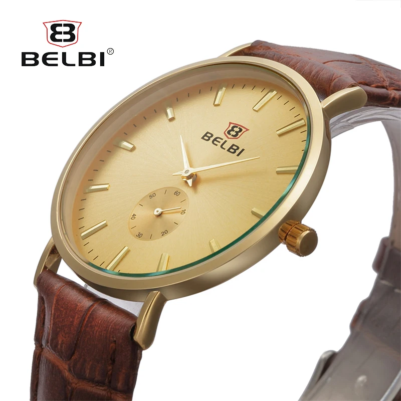 BELBI Men Watch Luxury Top Brand business Male Clock Quartz WristWatch Leisure Fashion Leather Quartz-Watch Relogios | Наручные часы
