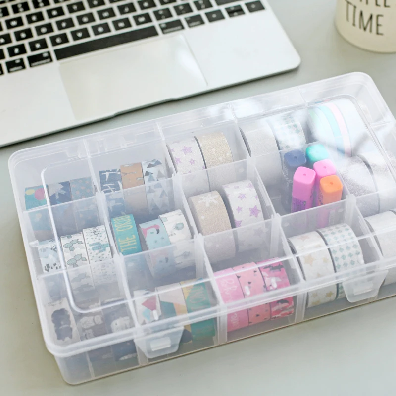 

Dokibook PP Transparent Washi Tape Storage Box Washi Tape Set Tools Scrapbooking Sticker Storage Stationery Accessories Supplies