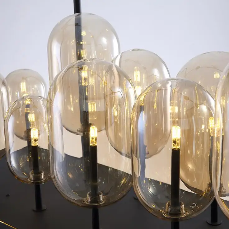 Скандинавский пост современный ресторан люстра прямоугольная подвесная бокал