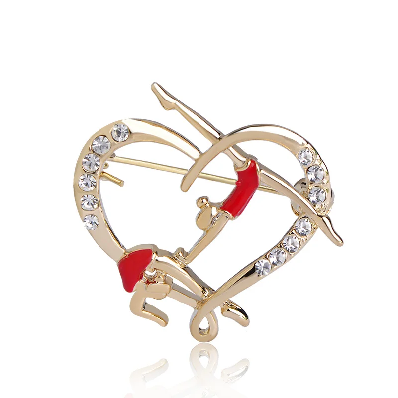 Женская эмалированная брошь в форме танцовщицы золотого цвета|brooches for women|heart