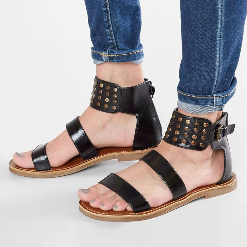 Женские повседневные легкие сандалии с круглым носком на низком каблуке