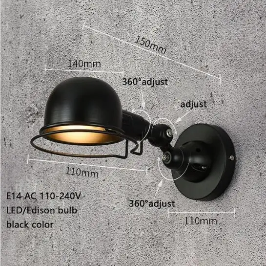 Винтажный настенный светильник в стиле лофт индастриал регулируемая настенная