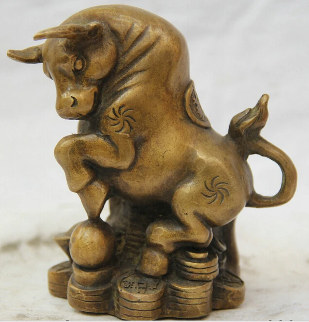 WBY913 + 5 &quotкитайская медная народная статуя для денег богатства Yuan Bao Zodiac Year Bull Oxen Ball|statue eagle|statue of liberty jigsaw