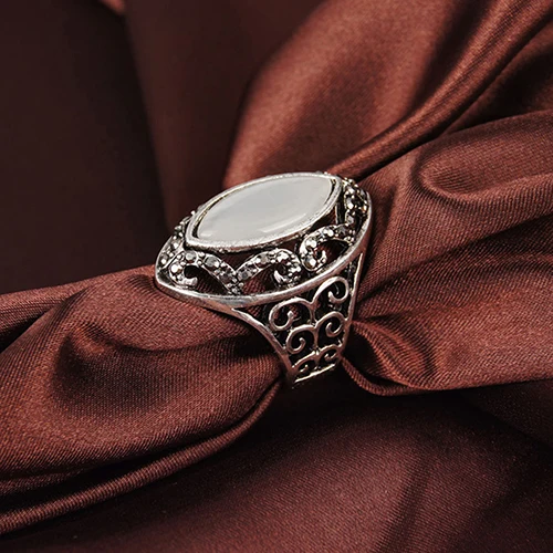 Hot Fashion Women's Luxury Royal Style Hollow Big Resin Opal Party Wedding Ring Jewelry 9B12 | Rings