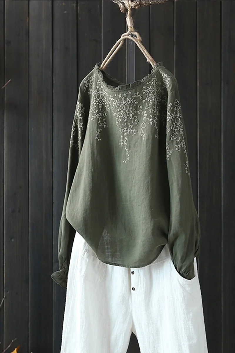 Женская одежда в китайском стиле Hanfu, весна-лето, Ретро стиль, винтажная рубашка с вышивкой, этническая блуза, Женские китайские Топы AA4642