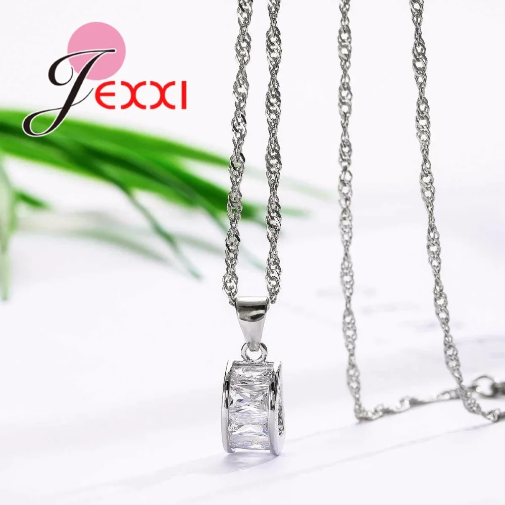 Набор ювелирных изделий из фианита ожерелье и серьги серебра 925 пробы|cz jewelry