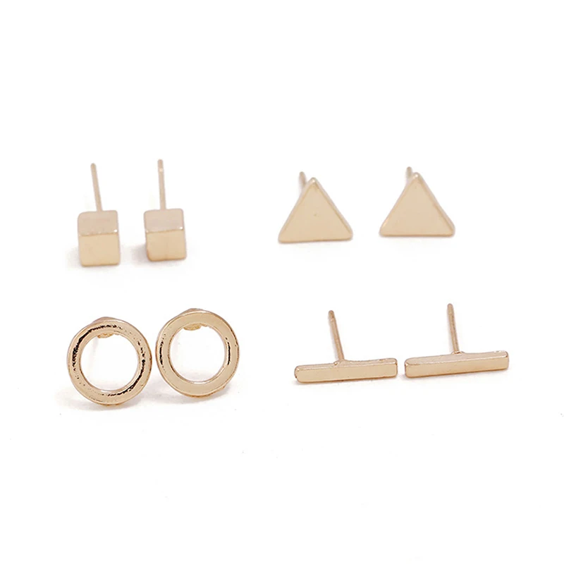 4 шт./компл. Летняя мода новое поступление круглые треугольные серьги гвоздики из