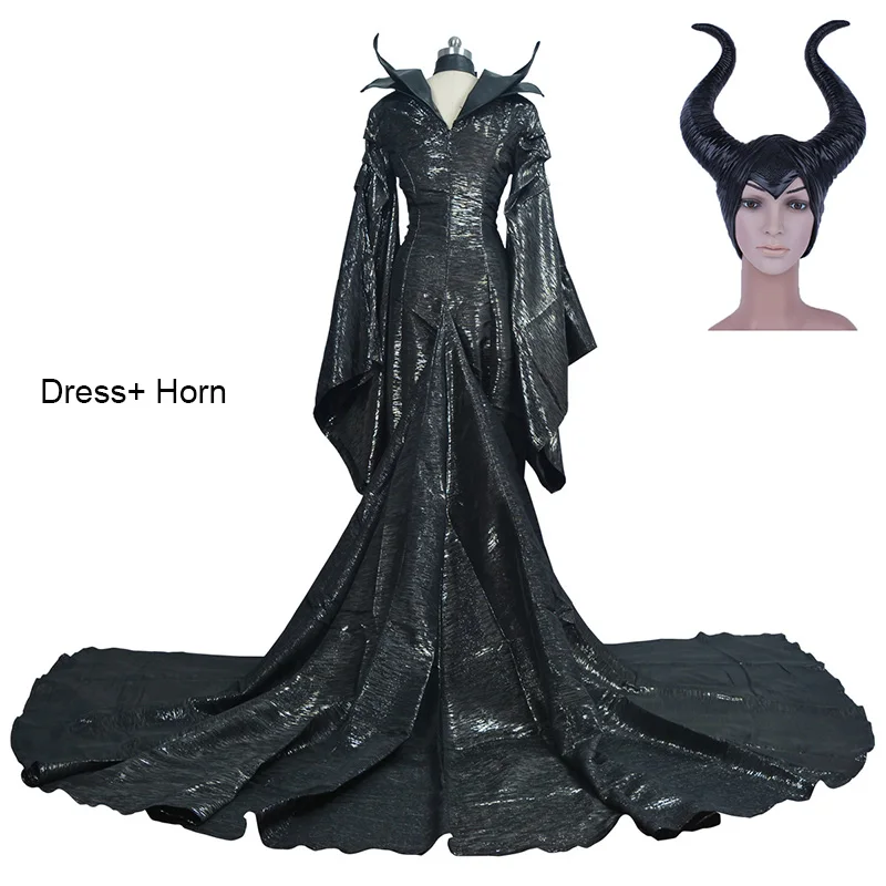Include horn Maleficent костюмы индивидуальный заказ темная ведьма Maleficent взрослых женщин Хэллоуин вечерние Косплей Костюм малифисенты платье - Цвет: Include horn