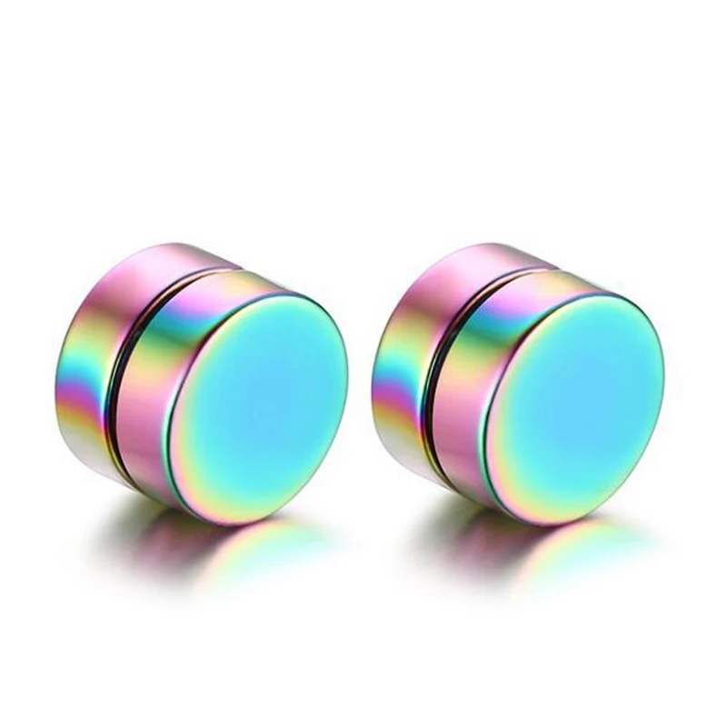 Multicolour Мужские серьги в стиле панк, синие, черные, золотые, из нержавеющей стали, магнитные серьги-клипсы для мальчиков - Окраска металла: Multicolour