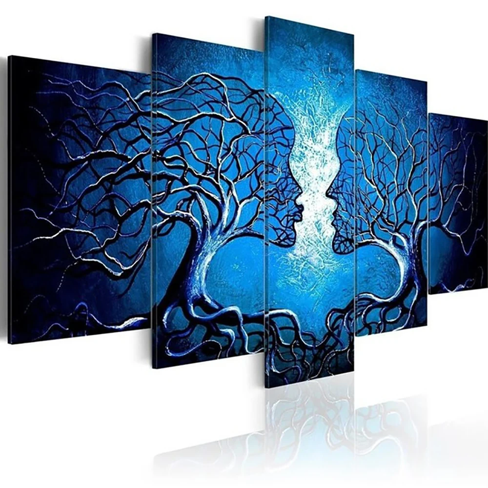 Canvas Wall Artwork HD Print 5 Pieces Painting Abstract Kiss Tree Poster Home Decorative Modern For Living Room Modular Picture | Дом и сад
