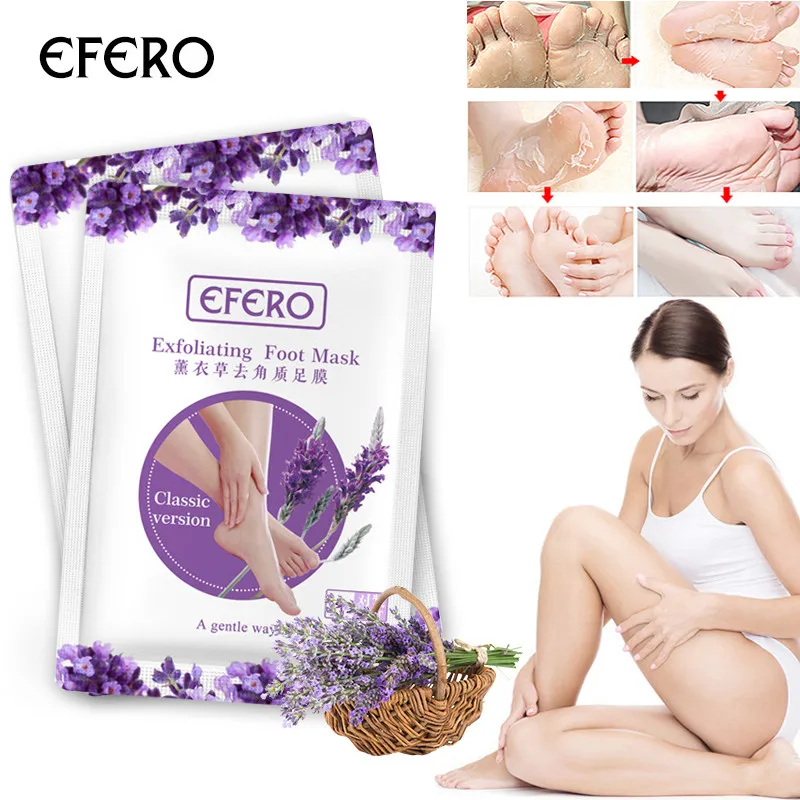 Efero 2 шт. 1 пара Лавандовая детская отшелушивающая маска для ног педикюрные носки