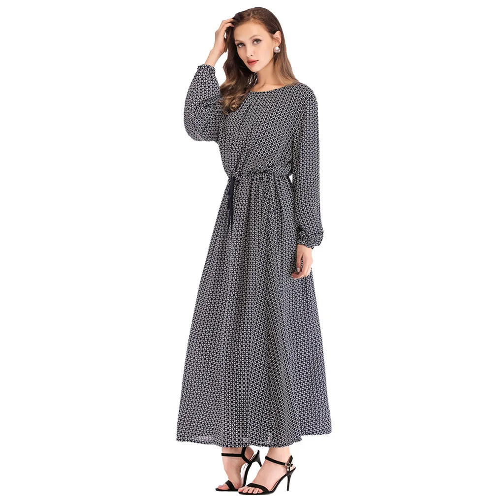 2019 Новое Женское платье повседневное мусульманское свободное арабское с