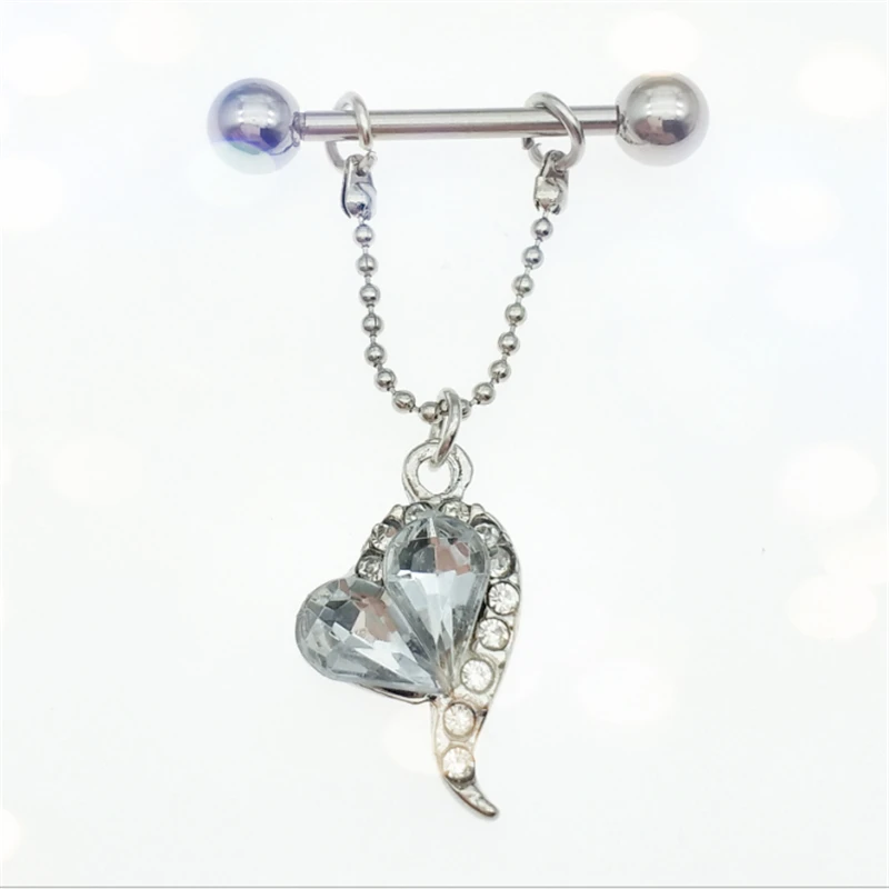 Подвеска сосок в виде синего сердца из нержавеющей стали|Украшения для тела| |