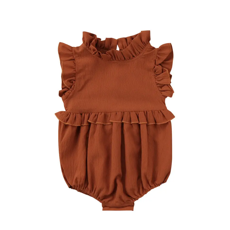 Детские летние однотонные Боди без рукавов для новорожденных девочек