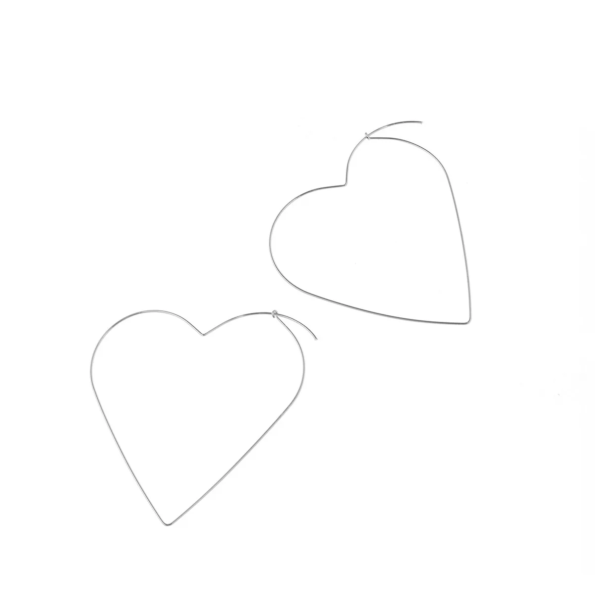 Silver Heart Anise простой: золото, серебро, цветные полые серьги-кольца в виде большого сердца с пентаграммой, серьги с геометрическими звездами для женщин, модные серьги Bijoux Brincos - Окраска металла: Silver Heart