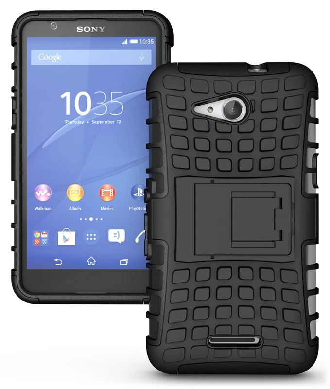 Dual Layer Hybrid Hard Cover ShockProof Rugged Silicone Armor Case For Sony Xperia E4G Phone with Stand Holder |