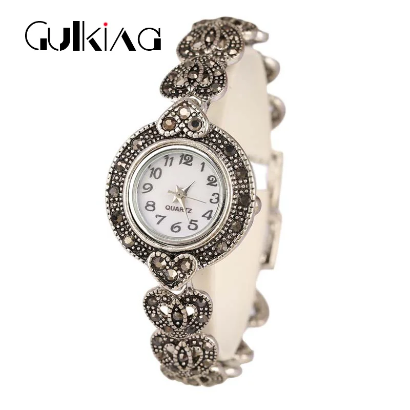 Новинка 2017 модный дизайн браслет часы античное серебряное покрытие браслеты AAA +