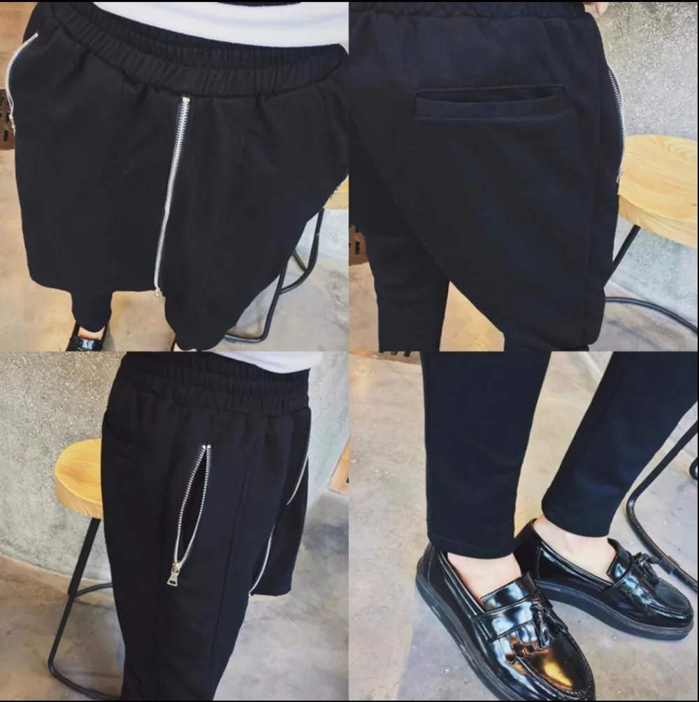 M-5xl Autumn New Men's Punk Faux Two Piece Personality Harem Pants Slim Trousers Skirt Tide Zipper Culottes Hairstyles Costumes | Мужская