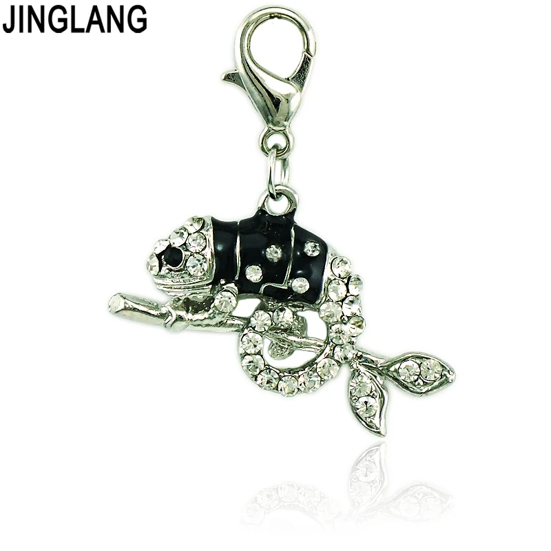 JINGLANG модные подвески Стразы Хамелеон Подвеска Эмаль Лобстер застежка Подвески
