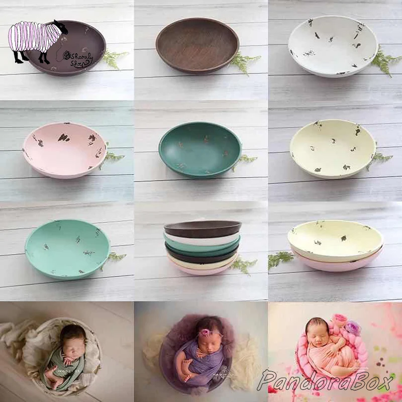 Wood Bowl Newborn Photography Prop Infant Baby Photo Shoot Studio Posing Wooden Basket bebe fotografia Accessories | Детская одежда и