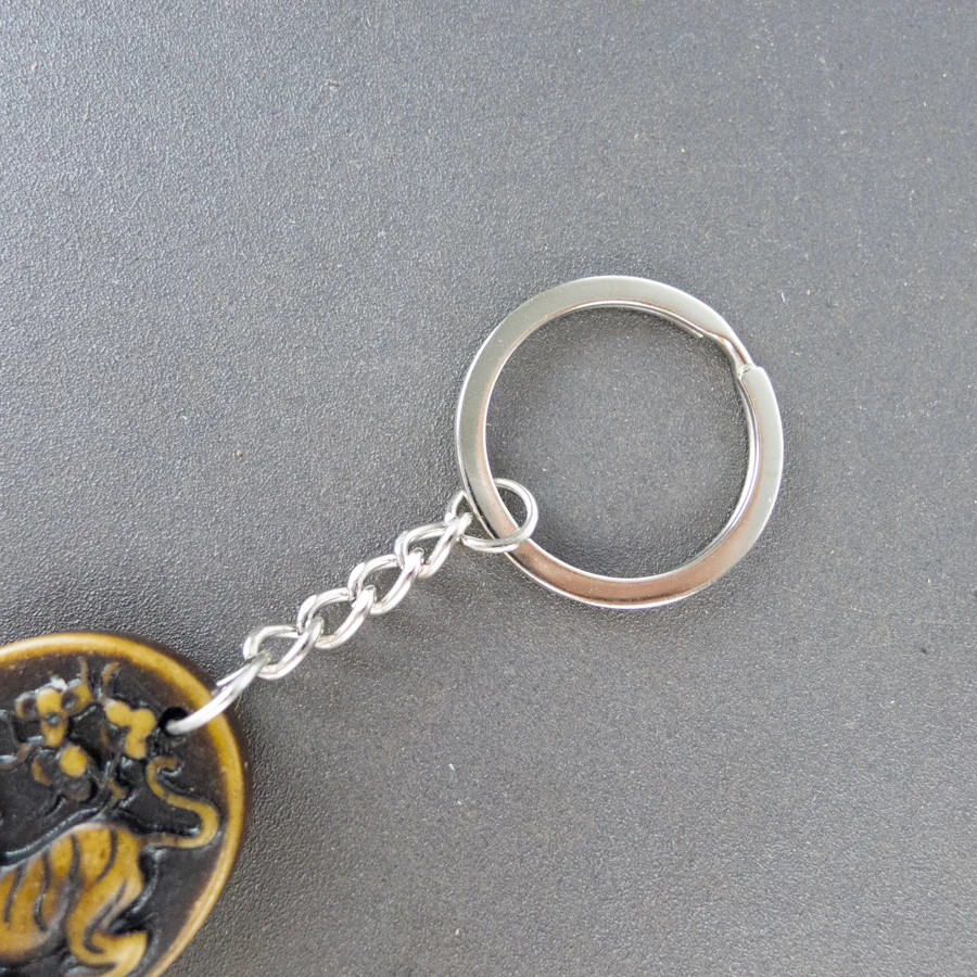 Tiger The 12 Chinese Zodiac Key Chain limitation Yak Bone Material Art Vintage Chains #GZ303 | Украшения и аксессуары