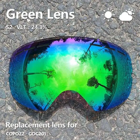 Green lens COPOZZ, брендовые лыжные очки, двухслойные, UV400, анти-туман, большая Лыжная маска, очки для катания на лыжах, для мужчин и женщин, очки для сноуборда, GOG-201 Pro - Цвет: Green lens