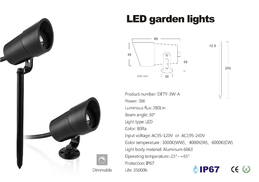 2017 новая лампа наружная Водонепроницаемая светодиодная садовая точечная 12v3w Cob