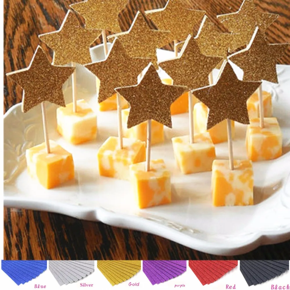 20 шт./лот золотисто синий топ для торта с изображением звезд первого дня рождения