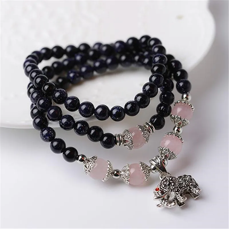 Новый многослойный регулируемый браслет из бисера слон кулон натуральный