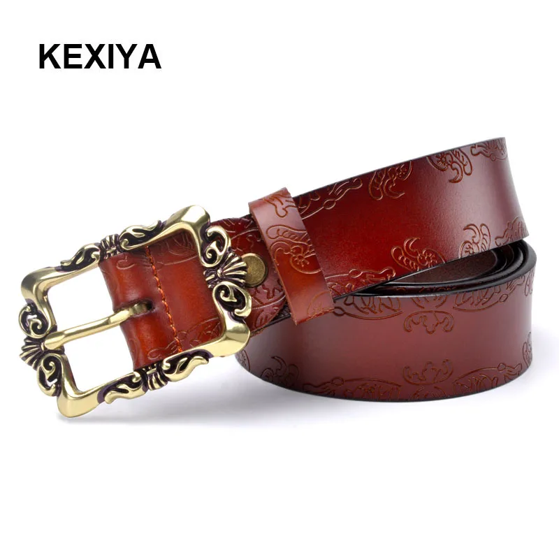 KEXIYA 2017 модный широкий ремень из натуральной кожи для женщин винтажный цветочный