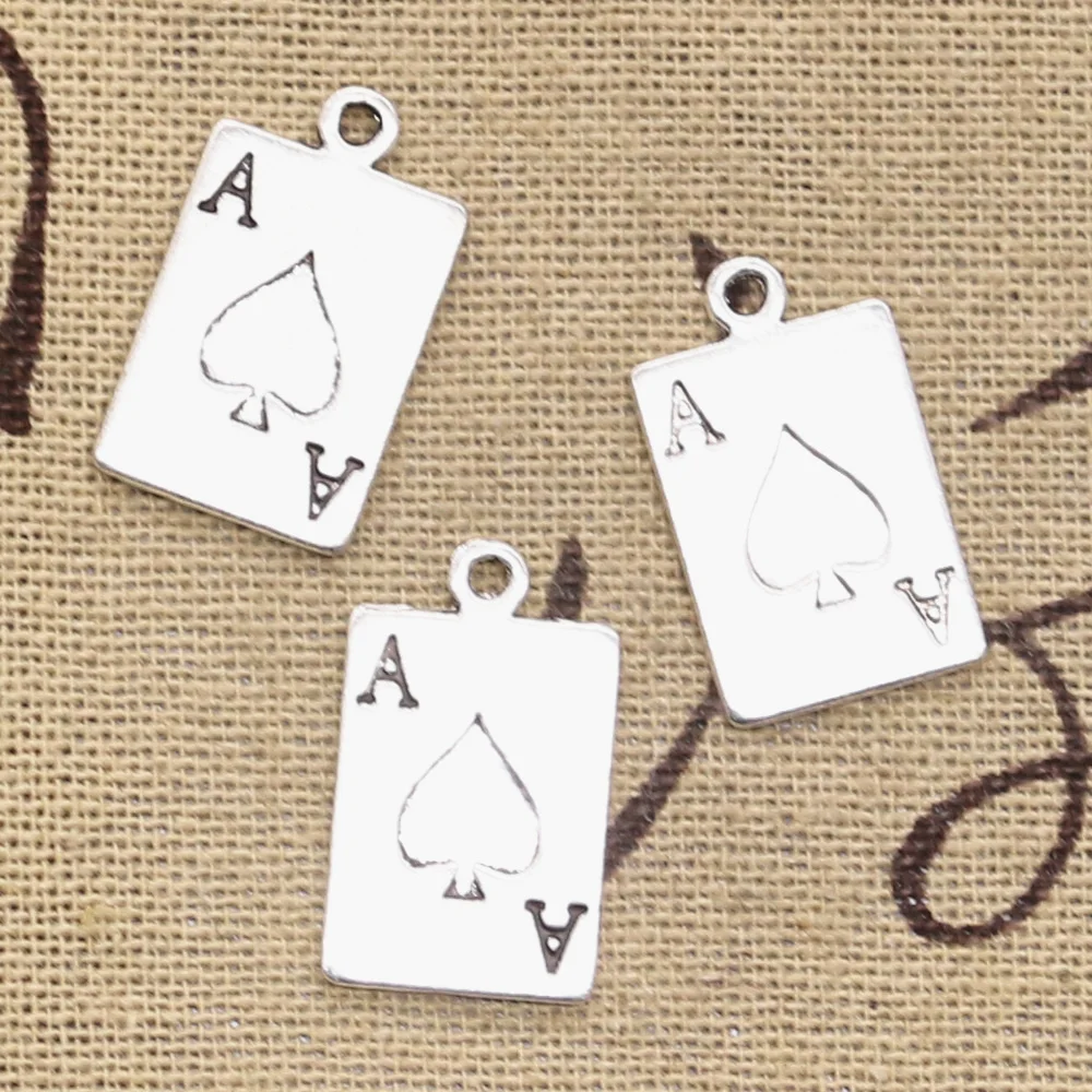 6 шт. Подвески poker Spades, 20x12 мм, антикварные Подвески для изготовления, винтажные бронзовые тибетские серебряные украшения ручной работы - Окраска металла: Покрытие антикварным серебром