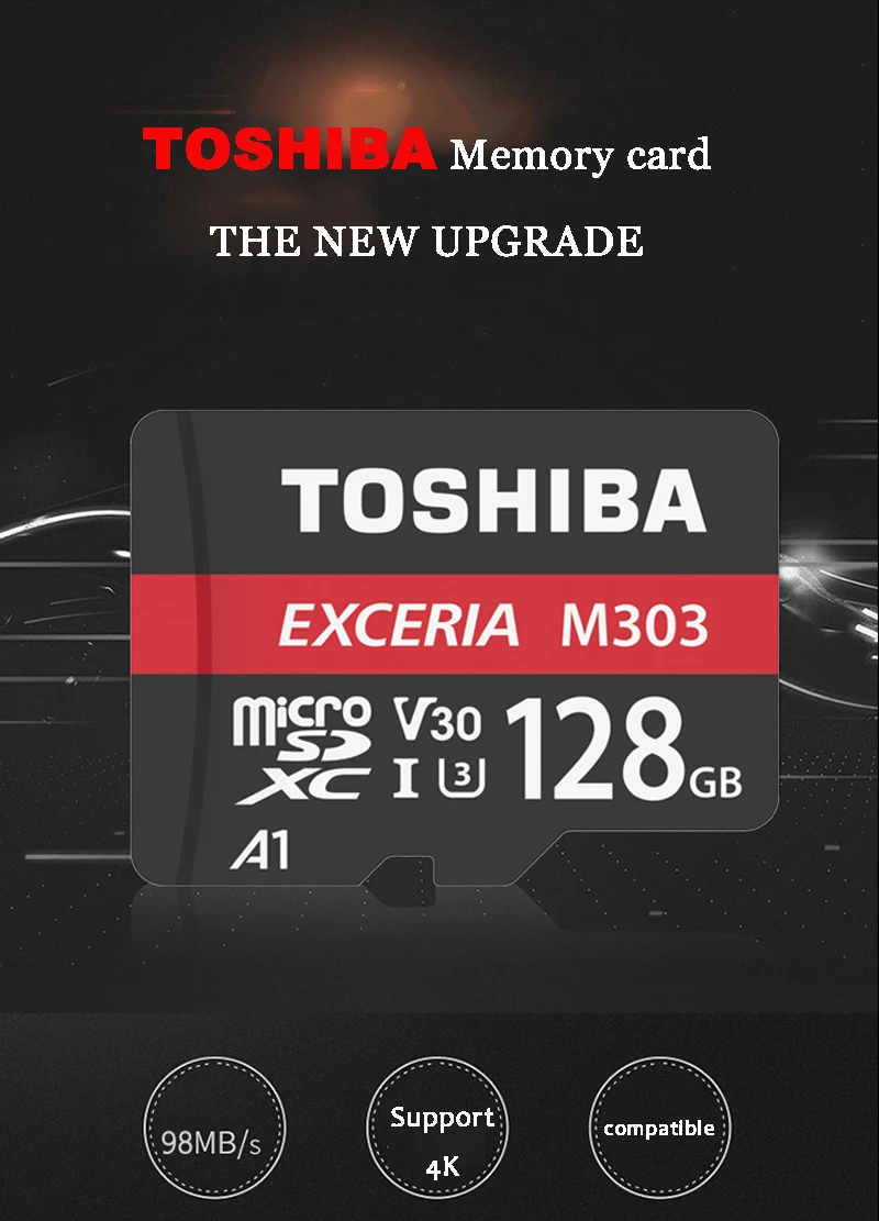 Toshiba EXCERIA M303 слот для карт памяти 256 ГБ 128 Гб 64 Гб U3 Class10 4K UltraHD V30 TF флеш-карты памяти Microsd карты 98 МБ/с. A1 microSDXC