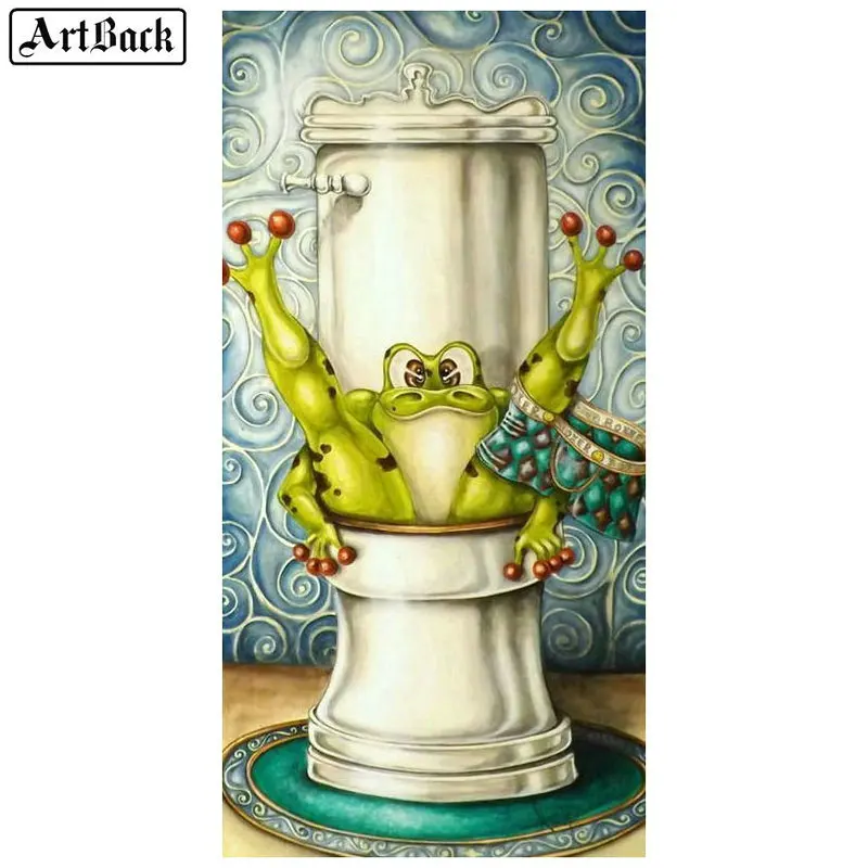 Мультяшная 5d картина из страз сделай сам лягушка ванная комната полная