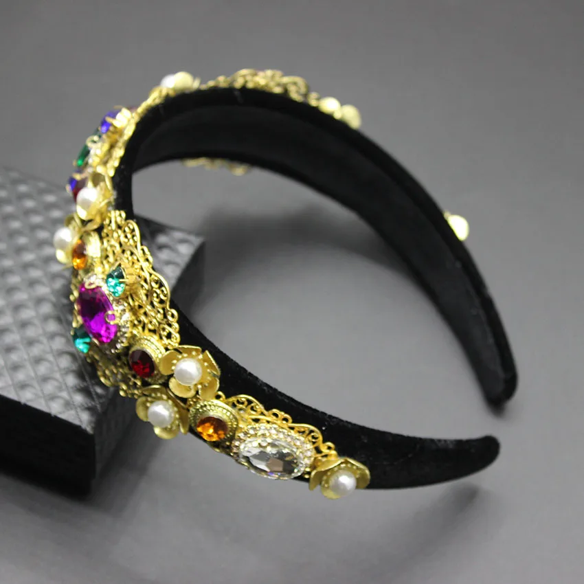 Обруч для волос в дворцовом стиле модный обруч с разноцветным драгоценным камнем