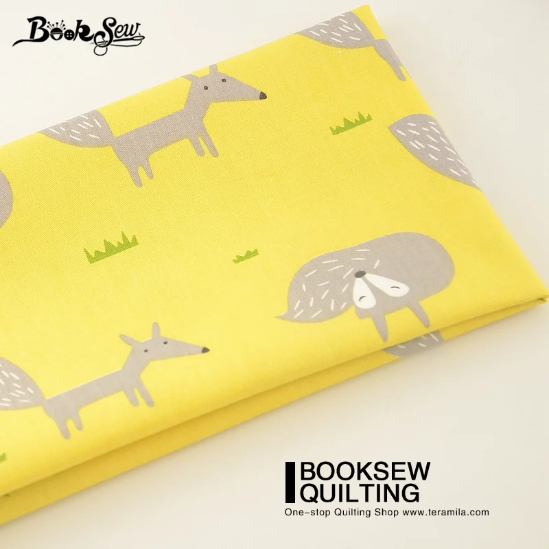 Хлопковая саржевая ткань Booksew Желтая Мягкая с мультяшным рисунком лисы лоскутное