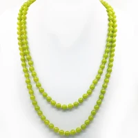 natural stone peridot jades long chain necklace for women 8mm round beads necklaces olive green chalcedony jewelry 36inch a450