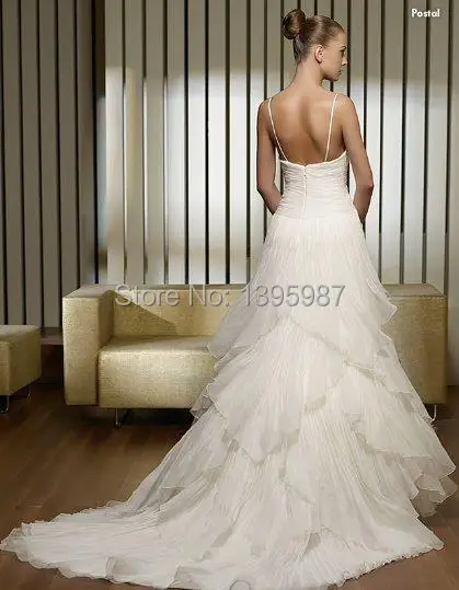 

Tulle Netting Tiers Open Back Sexy Wedding Dress 2017 vestidos De noiva Bride Gowns Fashionable Romantic Simple High Quality