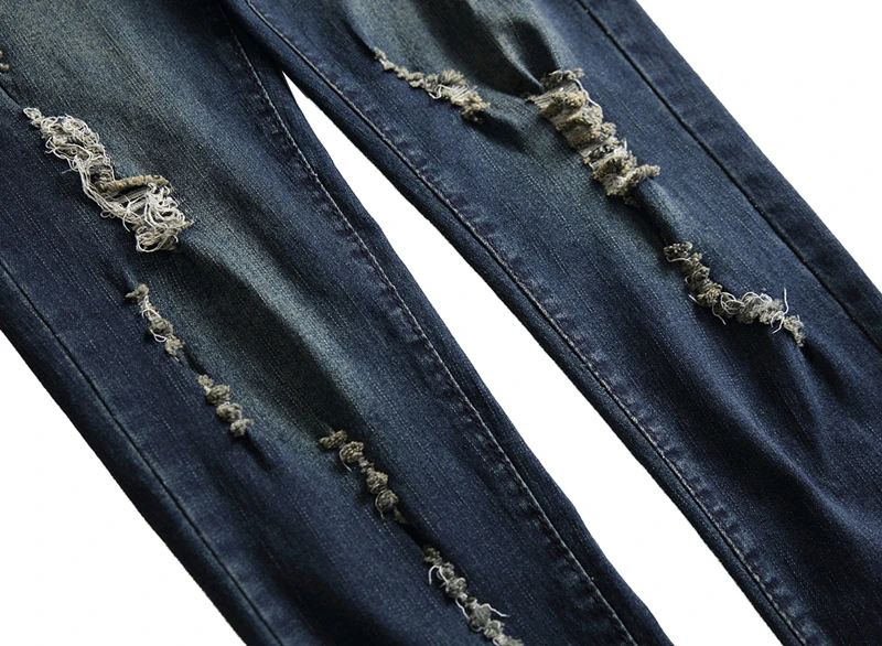 Уличная одежда новинка мужские рваные джинсы с потертостями байкерские