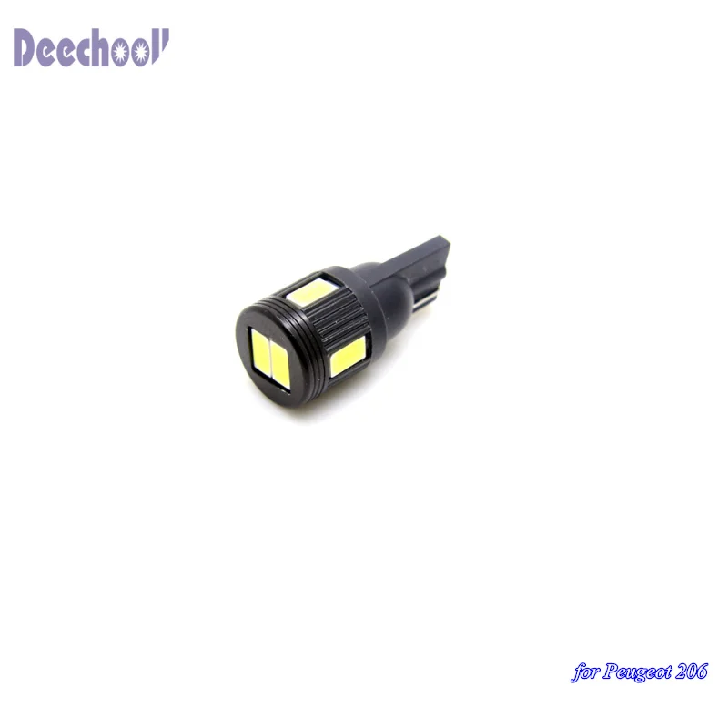 Светодиодсветодиодный лампы Deechooll T10 для Peugeot 206 2 шт. автомобильных номерных