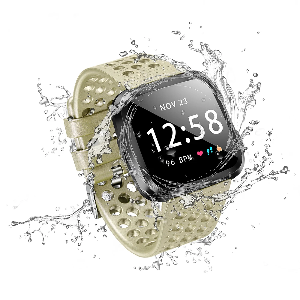 Силиконовый ремешок цвета розового золота для умных часов Fitbit Versa Soft наручных Lite