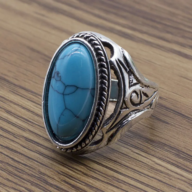 

Vintage Green Stone Rings Fashion Jewelry Silver Plated Wedding Anniversary Finger Couple Rings for Women Gift