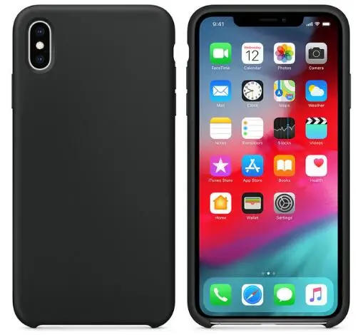 1 black Хороший жидкий силиконовый однотонный чехол для IPhone X XS MAX XR Официальный чехол для IPhone 7 6s 6 8 Plus мягкая задняя крышка из ТПУ Fundas без логотипа - Цвет: 1 black