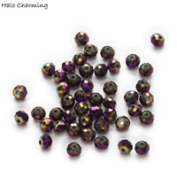 50 piece plating purple crystal glass rondelle quartz faceted beads diy jewelry findings 4 8mm