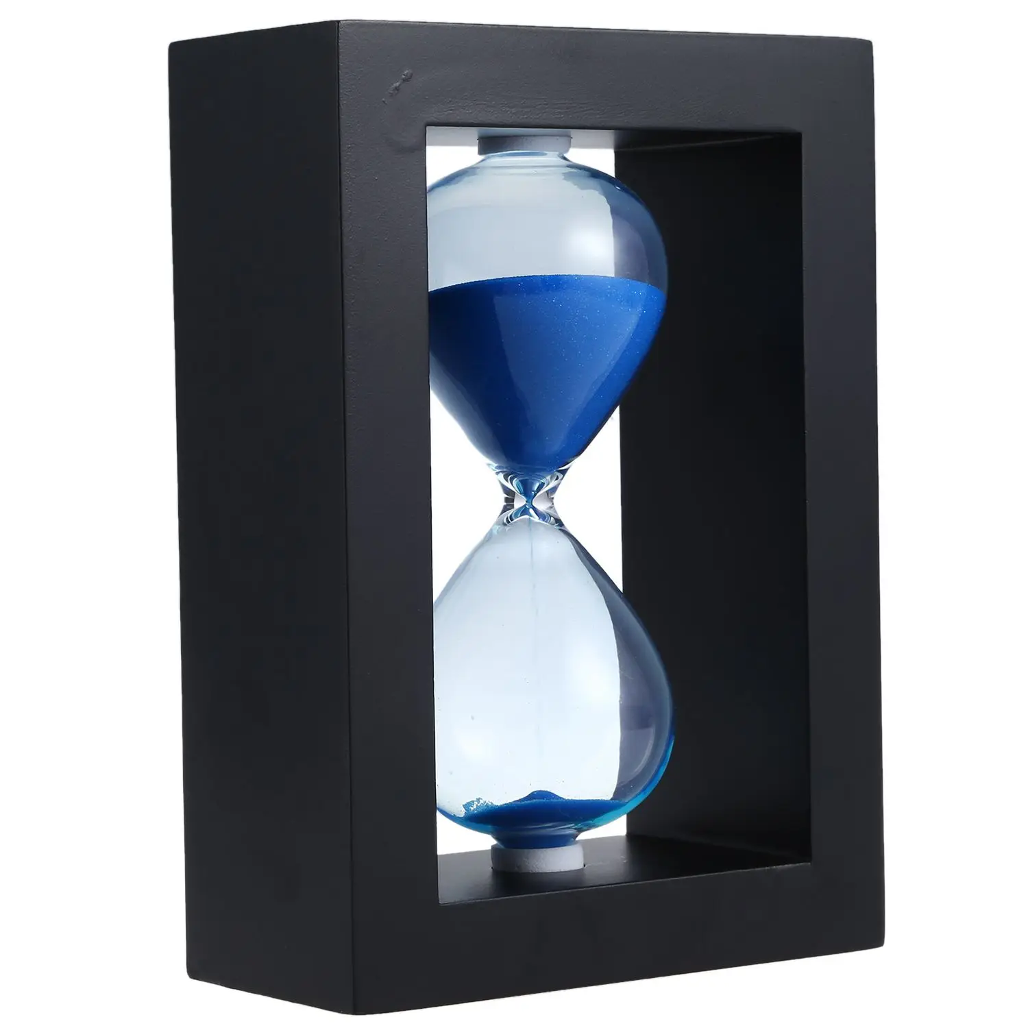 Hot Sale Wooden Frame Hourglass Sand Timer Black Frame Blue Sand.(Black Frame Blue