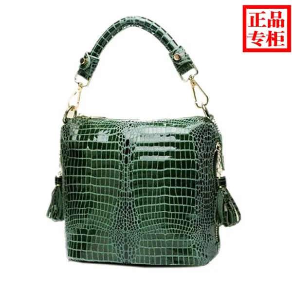 Женская крокодиловая сумка из натуральной воловьей кожи саквояж на плечо через