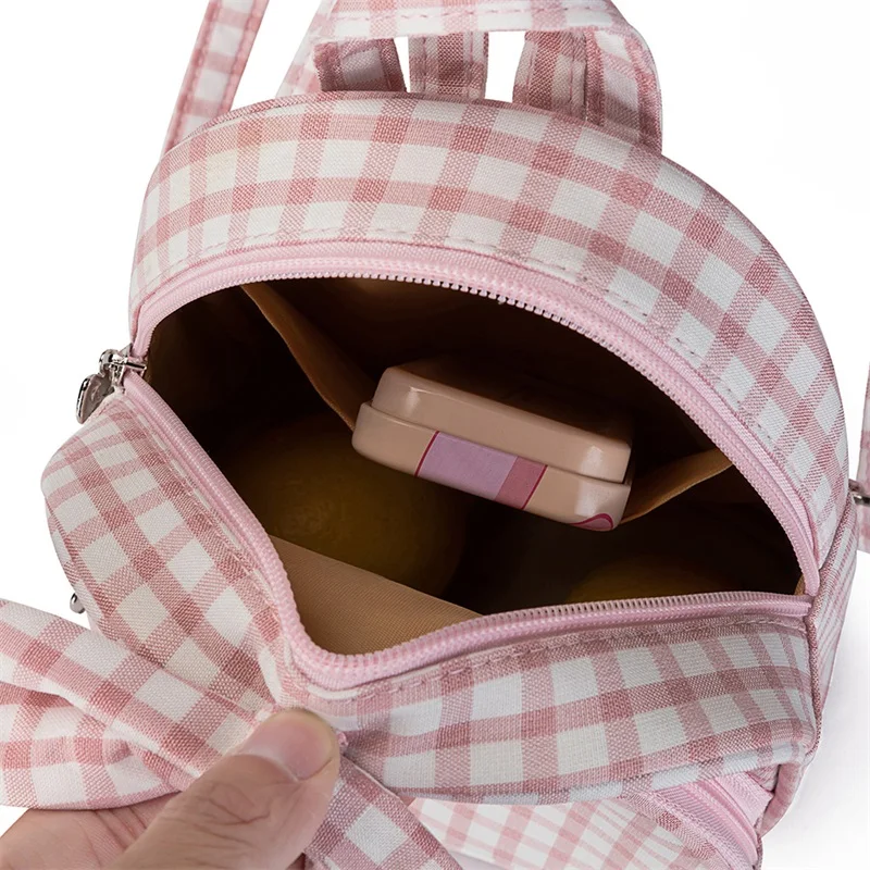 Новый простой милый маленький рюкзак в клетку для девочек с двойным наплечным