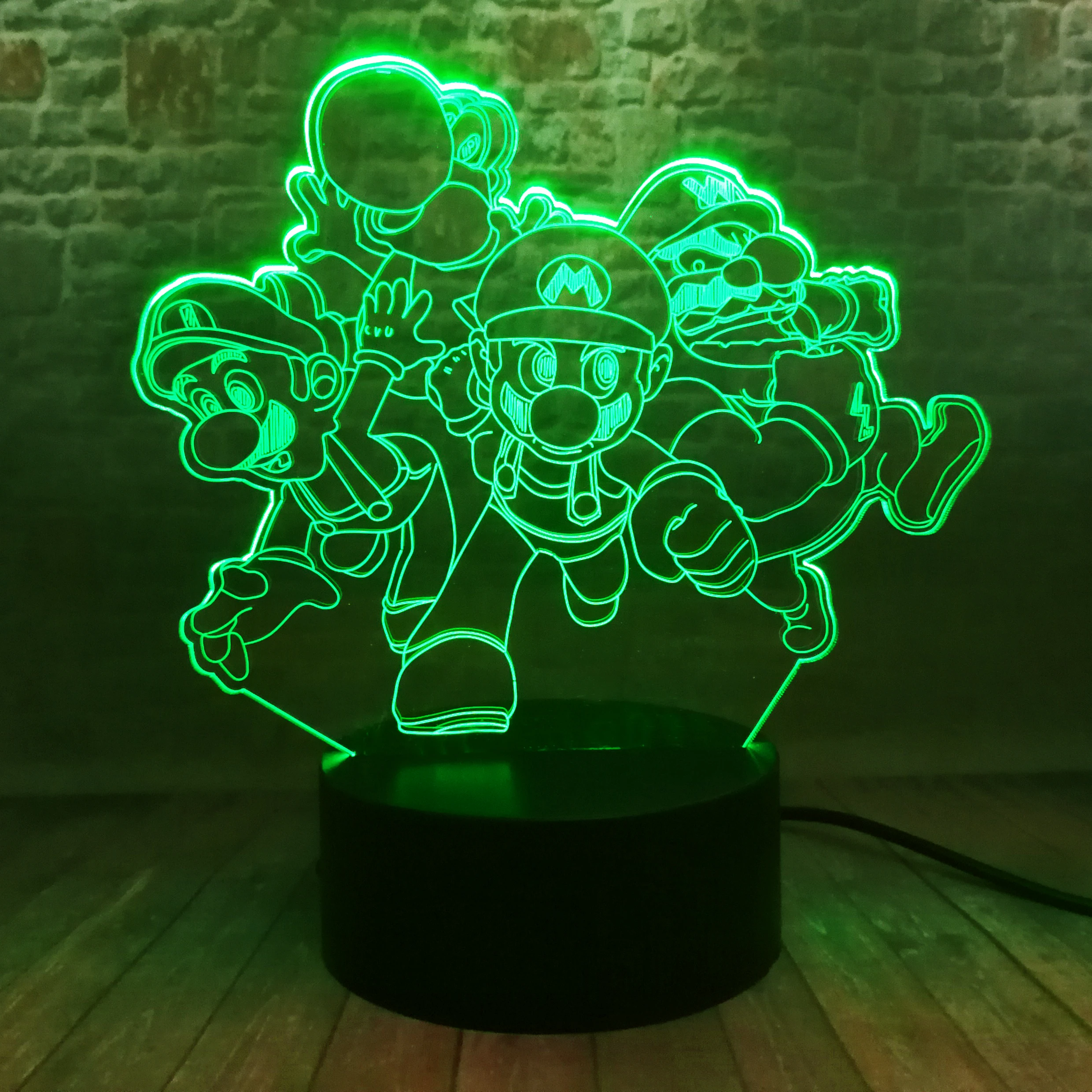 Игра Super Mario Bros Family Team Yoshi фигурку Ночной светильник светодиодный 7 цветов меняющий