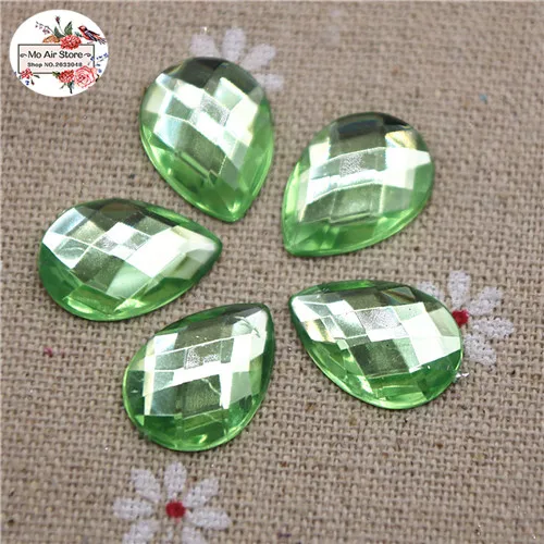 light green 50pcs 13x18 мм смешанный цвет акриловые стразы камень слеза капля flatback граней Кабошон Стразы украшения DIY ремесло 13x18 мм - Цвет: light green 50pcs